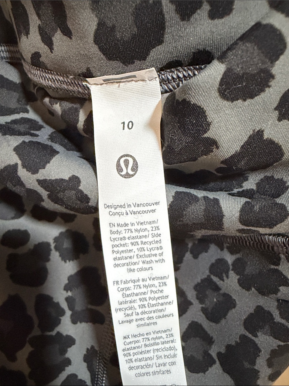 Lululemon Leopard Print High Rise Leggings Size 10 Gray Black - Picture 5 of 6